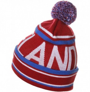 Skullies & Beanies Unisex USA Cities Fashion Large Letters Pom Pom Knit Hat Beanie - Cleveland Burgundy - CO12N5RZISC