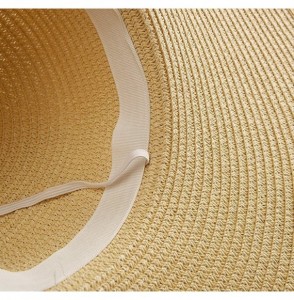 Sun Hats Womens Beach Hat Striped Straw Sun Hat Floppy Big Brim Hat - Brown With Bow - CF18ENLW4T5