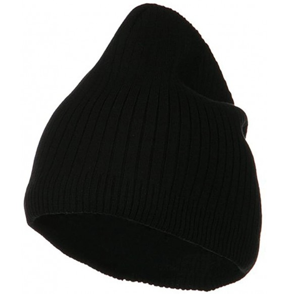 Skullies & Beanies Big Stripe Ribbed Cotton Beanie - Black - CI113RDCYFN