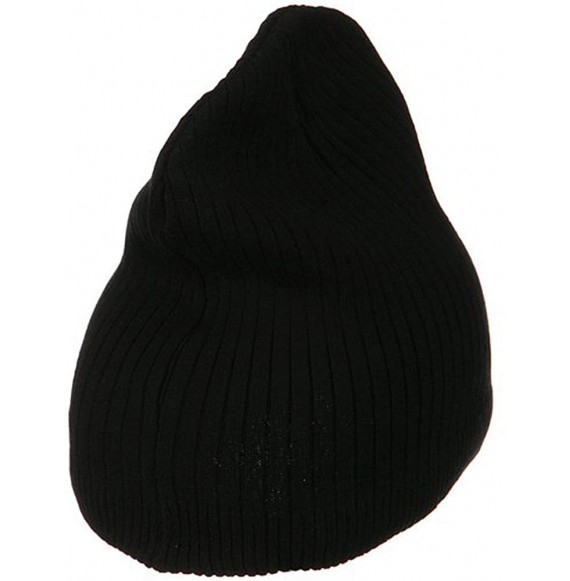 Skullies & Beanies Big Stripe Ribbed Cotton Beanie - Black - CI113RDCYFN