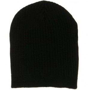 Skullies & Beanies Big Stripe Ribbed Cotton Beanie - Black - CI113RDCYFN