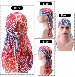 Skullies & Beanies 3PCS Silky Durags Pack for Men Waves- Satin Headwrap Long Tail Doo Rag- Award 1 Wave Cap - Style13 - C6190...