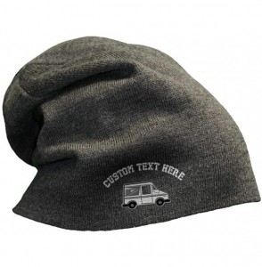 Skullies & Beanies Custom Slouchy Beanie Mailman Truck Postal A Embroidery Acrylic - Dark Grey - C518AQ8HAIN