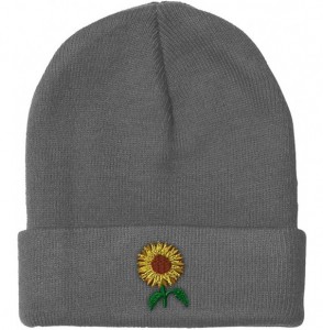 Skullies & Beanies Custom Beanie for Men & Women Sunflower A Embroidery Acrylic Skull Cap Hat - Light Grey - CA18L5XAXRL