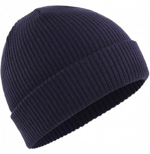 Skullies & Beanies Man's or Woman's Winter Warm Knitting Hats Unisex Beanie Cap Daily Beanie Hat - Navy Blue - CZ1884RWTKG