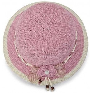 Sun Hats Women Lady Summer Breathable Sun Braided Trim Straw Bowler Cap Cloche Hat - Camellia - Pink - CW18HTKTKKG