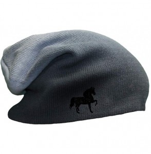 Skullies & Beanies Custom Slouchy Beanie Tennessee Walking Horse Embroidery Cotton - Navy - CB12ESMIW61