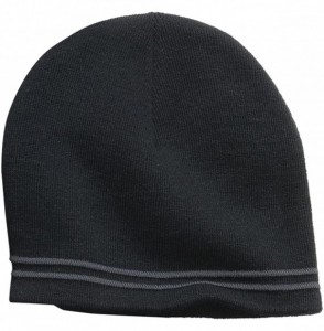 Skullies & Beanies Perfect Spectator Double Stripe Beanie - Black/ Iron Grey - CJ11M9BPBYP