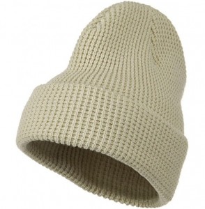 Skullies & Beanies Big Stretch Waffle Stitch Cuff Beanie - Beige (for Big Head) - Beige - CE115EHCLHB