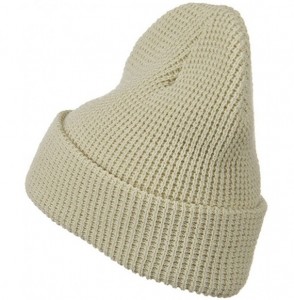 Skullies & Beanies Big Stretch Waffle Stitch Cuff Beanie - Beige (for Big Head) - Beige - CE115EHCLHB