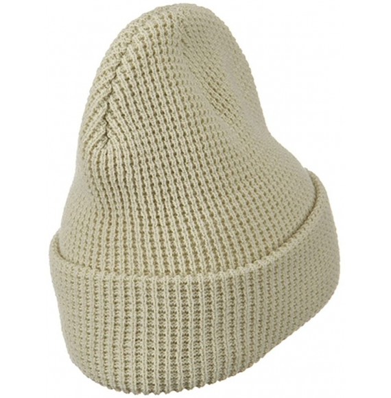 Skullies & Beanies Big Stretch Waffle Stitch Cuff Beanie - Beige (for Big Head) - Beige - CE115EHCLHB