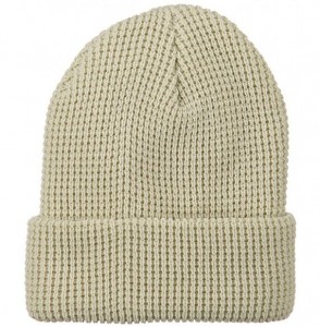 Skullies & Beanies Big Stretch Waffle Stitch Cuff Beanie - Beige (for Big Head) - Beige - CE115EHCLHB